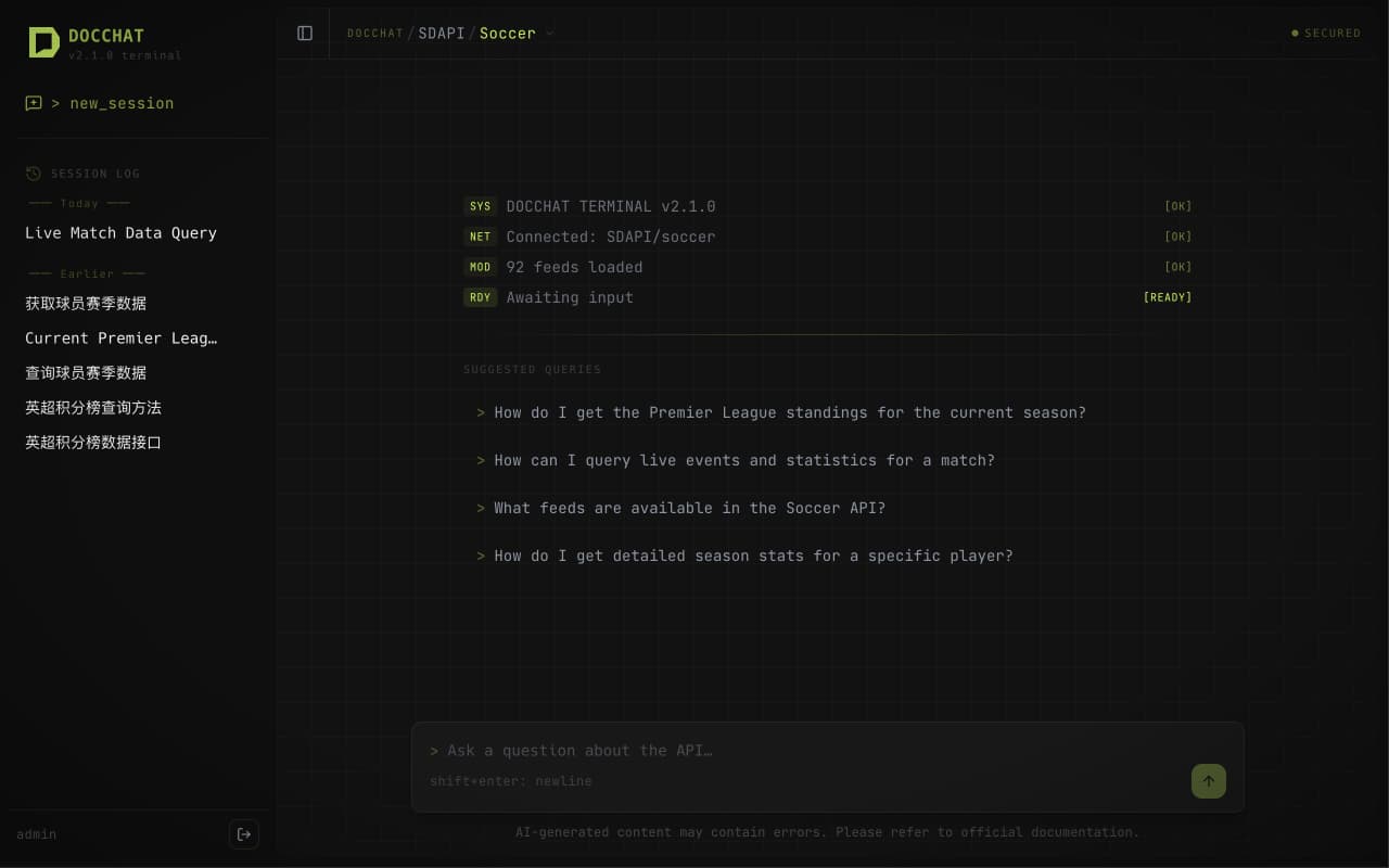 DocChat main chat interface